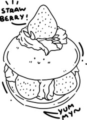 Coloring dessert strawberry for templates.