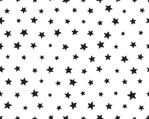 Seamless pattern with black stars on a white background	
