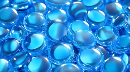 A Collection Of Shiny Blue Glass Marbles