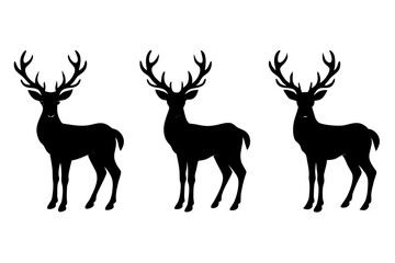 Deer silhouette vector set.