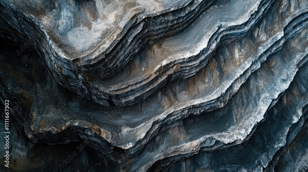 Aufkleber a detailed aerial view of a large open-pit coal mine, capturing the layers of excavation and the imm