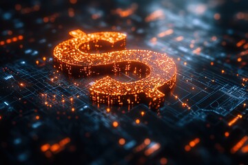 A glowing dollar sign is displayed on a black background
