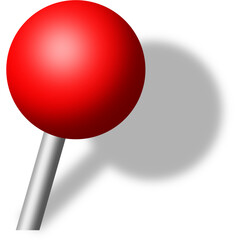 red pin isolated on transparent background