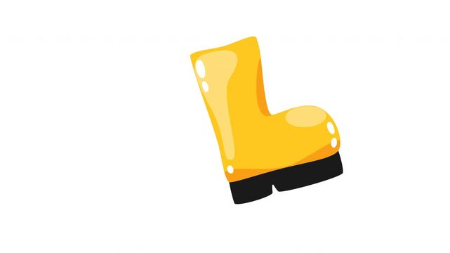 A bright yellow rubber boot with a black sole, ideal for representing outdoor safety gear, rainwear, or protective footwear.
