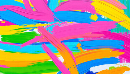 Obraz premium Playful and colorful brushstrokes on a white canvas, showcasing bold artistic expression