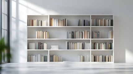 Modern White Bookshelf in Minimalist Room