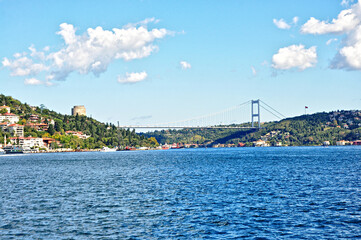 Fototapeta premium Fatih Sultan Mehmet Bosphorus Bridge in Istanbul, Turkey.