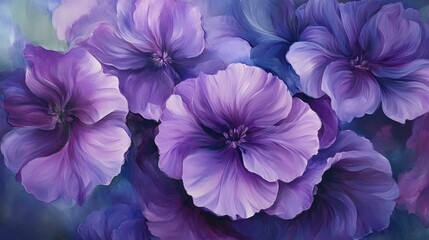 Delicate purple flowers in full bloom, their vivid petals radiating a sense of elegance and vitality, captured in stunning detail