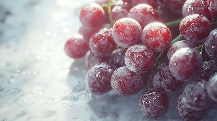 Close up of fresh Grapes on a rustic wooden Table