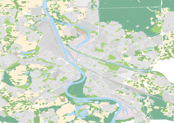 vector city map of Mannheim and Ludwigshafen, Germany