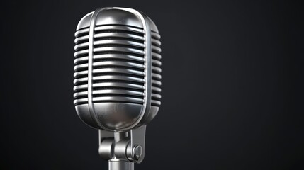 Fototapeta premium Vintage silver microphone on dark background