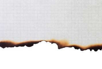 Paper with burnt edges on a white background