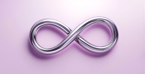 Fototapeta premium 3D Rendered Metallic Infinity Loop on Soft Pink Background