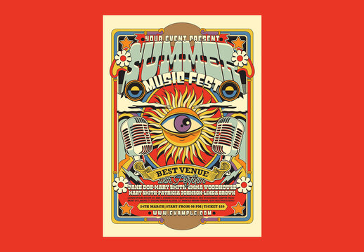 Retro Psychedelic Summer Music Festival