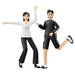 3D Character Cheerful Celebrating Together