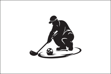 Vector Curling Player: Silhouette on Ice
