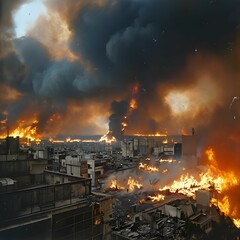 The Great Fire That Hit the City, View of the City During the Great Fire Disaster
