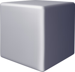 3D grey cube icon, square metal box