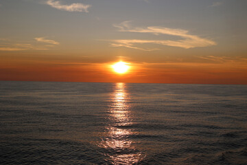 Fantastic sunset in the North Sea, Norway    