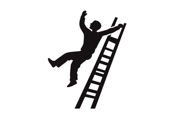 Silhouette of a person falling off a ladder symbolizing risk, danger, workplace accidents, safety concerns, and the importance of precautionary measures in everyday activities