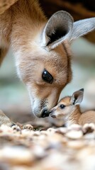 Tender Moment Between Kangaroo Mother and Joey in Natural Habitat Captured in Stunning Detail
