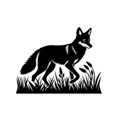Obraz premium Coyote logo icon black white design