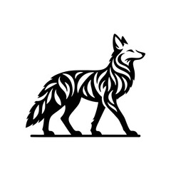 Obraz premium Coyote logo icon black white design