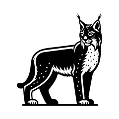 lynx silhouette logo icon black white design