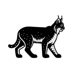 lynx silhouette logo icon black white design