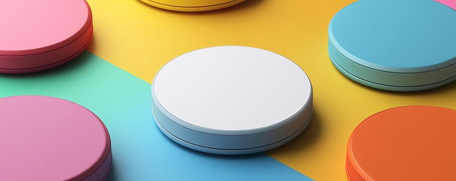 Pop socket mockup with blank design space, high detail, colorful background