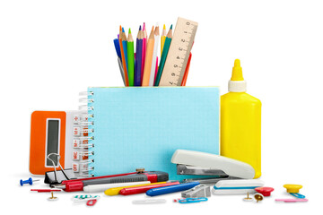 School colored stationery supplies collection