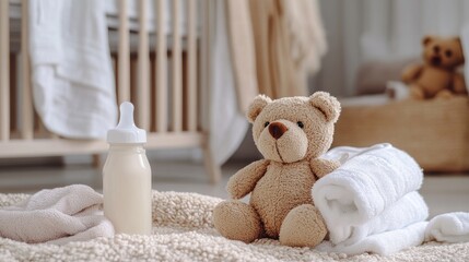 Cozy Baby Room with Teddy Bear and Bottle
