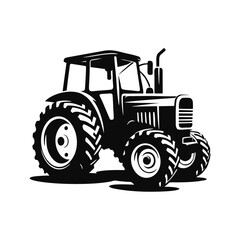 Obraz premium Tractor silhouette logo icon black white design