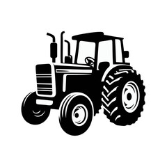 Obraz premium Tractor silhouette logo icon black white design