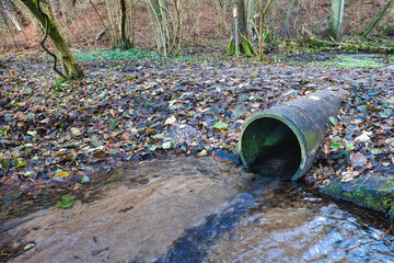 Pipe - Water - Environment - Ecology - Pipeline - Industry - Concept - Background - Nature	