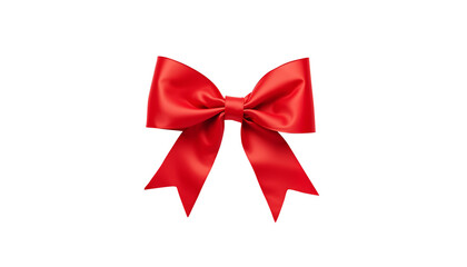 Decorative red bow with long red ribbon isolated on white background. Holiday decoration. Vector stock illustration