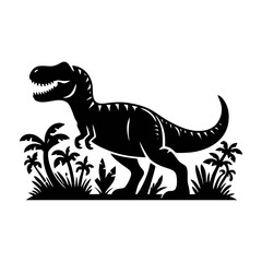 Obraz premium T-Rex (Tyrannosaurus Rex) silhouette logo icon black white design