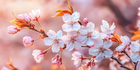 Cherry blossom tree showcasing the delicate flowers of the Somei yoshino variety, beautifully blooming under the gentle light of a cloudy day, highlighting the charm of cherry blossoms.