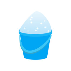 青いバケツに入った雪