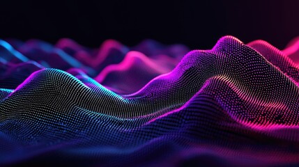 Colorful wave patterns in 3D with vibrant lights and abstract design.