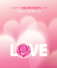 Happy Valentines Day typography with handwritten calligraphy text, isolated on pink background. Romantic Template design for celebrating valentine's Day on 14 February. Vector Illustration