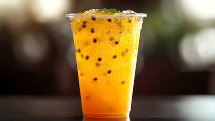 Sparkling Passion Fruit Soda in Clear Cup
