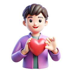 person Heart Gesture  3d  cartoon style illustration 