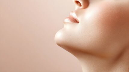 Tranquil woman in close-up, warm glow, peaceful expression, relaxing scene