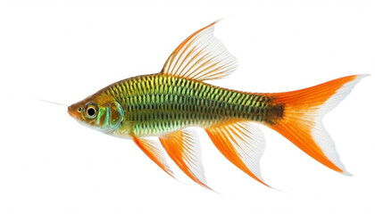 Fototapeta premium Green Swordtail Xiphophorus Helleri Male aquarium fish isolated on white elegance