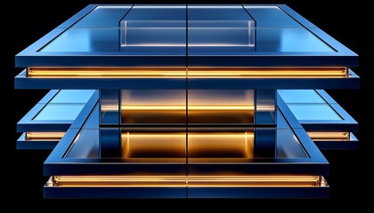 Obraz premium Abstract Modern Architectural Structure With Golden Lights