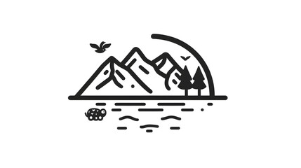 Fototapeta premium Stylized Black Line Icons Depicting Ecosystem Sustainability and Animal-Friendly Environments for Modern Digital Use