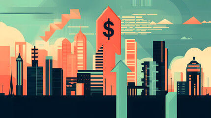 Fototapeta premium Inspiring Visual Representation of India's Path to a 30 Trillion Dollar Economy by 2047 with Key Symbols of Growth
