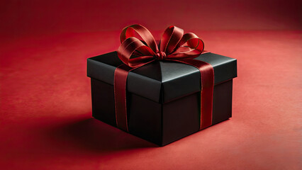 Obraz premium Luxury black gift box with ribbon