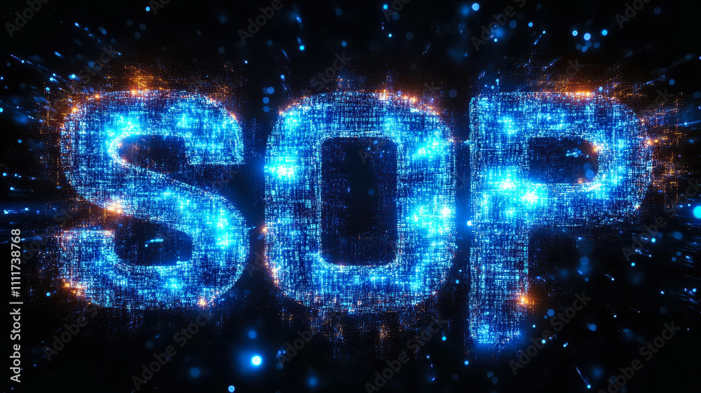 Poster digital binary code forming sop acronym for standard operating procedure concept